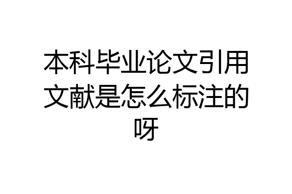 本科毕业论文引用文献是怎么标注的呀