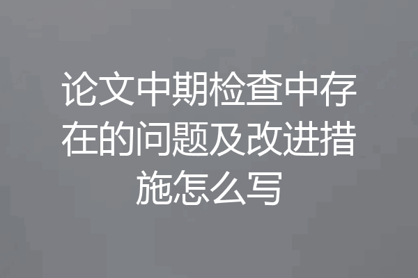 论文中期检查中存在的问题及改进措施怎么写
