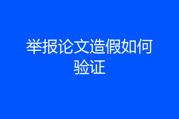 举报论文造假如何验证