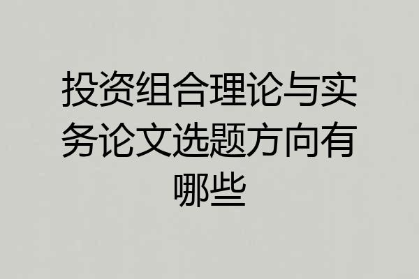 投资组合理论与实务论文选题方向有哪些
