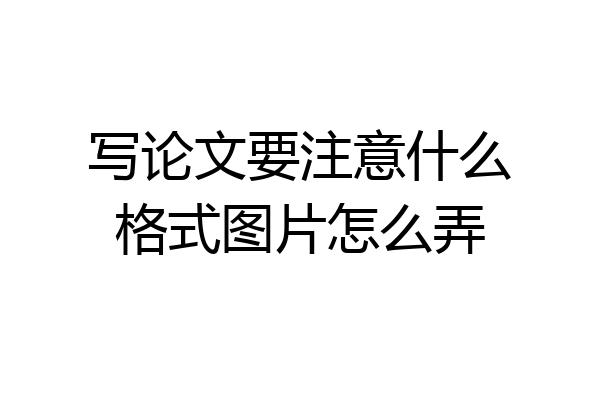 写论文要注意什么格式图片怎么弄