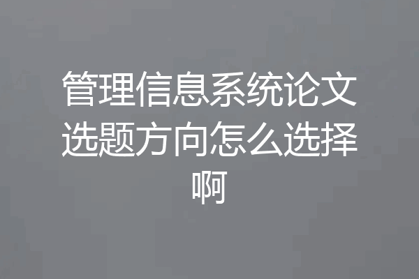 管理信息系统论文选题方向怎么选择啊