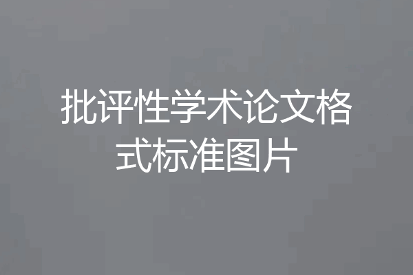 批评性学术论文格式标准图片
