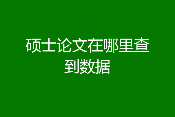 硕士论文在哪里查到数据