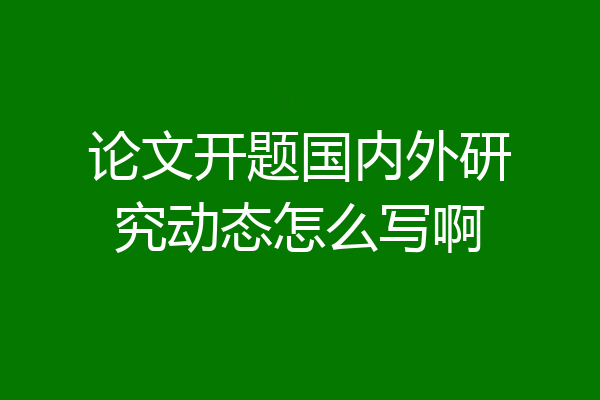 论文开题国内外研究动态怎么写啊