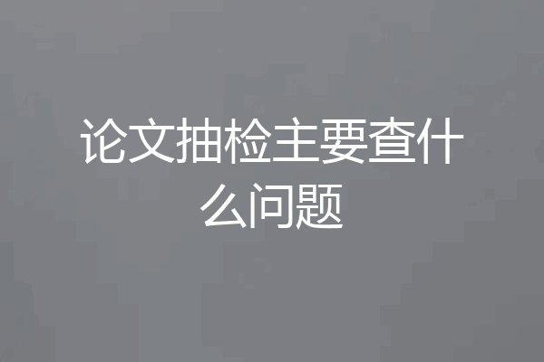 论文抽检主要查什么问题