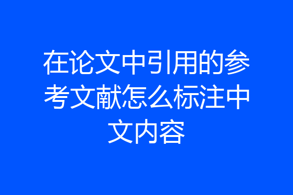 在论文中引用的参考文献怎么标注中文内容