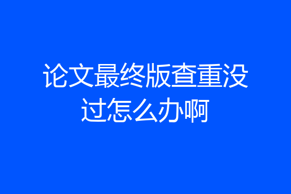 论文最终版查重没过怎么办啊