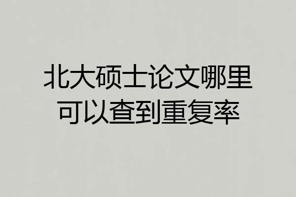 北大硕士论文哪里可以查到重复率