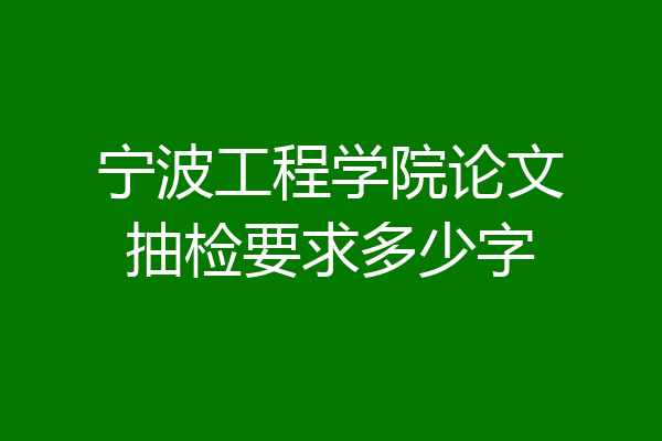 宁波工程学院论文抽检要求多少字