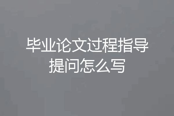 毕业论文过程指导提问怎么写