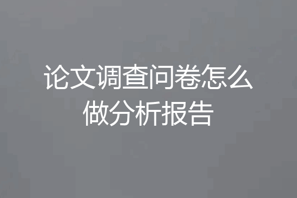 论文调查问卷怎么做分析报告