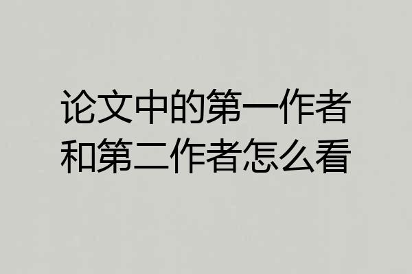 论文中的第一作者和第二作者怎么看