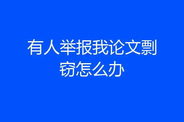 有人举报我论文剽窃怎么办