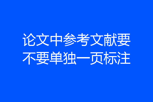 论文中参考文献要不要单独一页标注