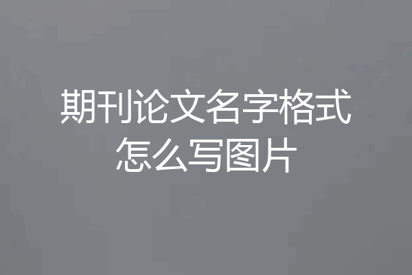 期刊论文名字格式怎么写图片