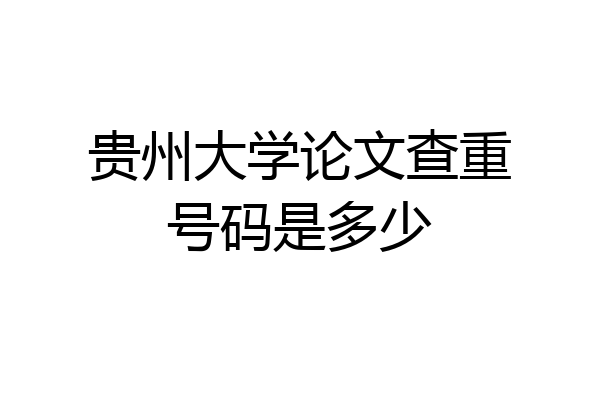 贵州大学论文查重号码是多少