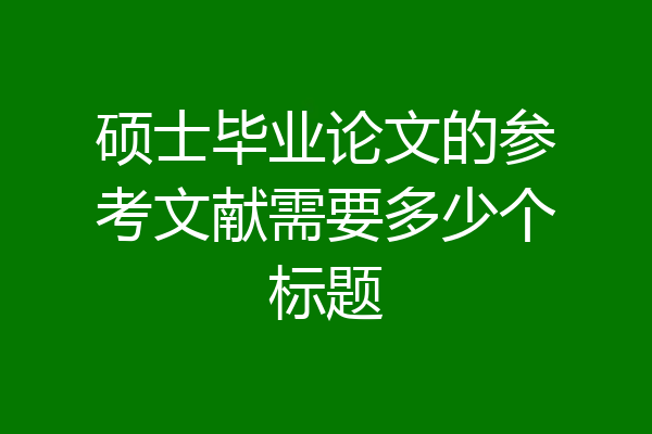 硕士毕业论文的参考文献需要多少个标题