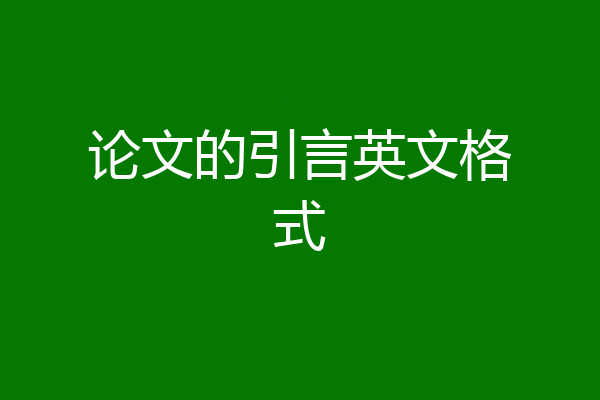 论文的引言英文格式