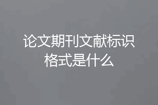论文期刊文献标识格式是什么