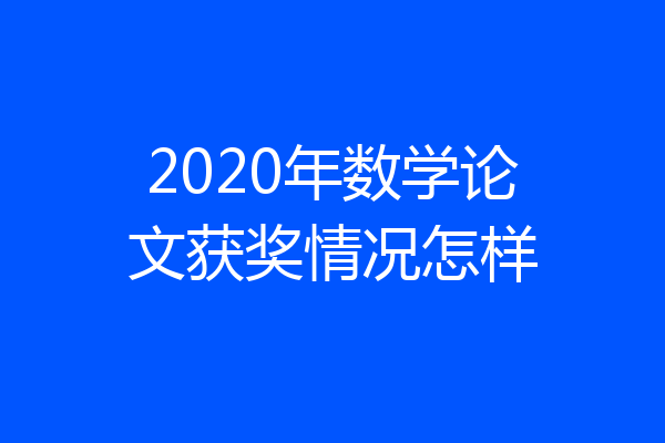 2020年数学论文获奖情况怎样