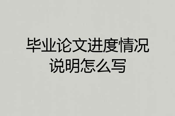 毕业论文进度情况说明怎么写