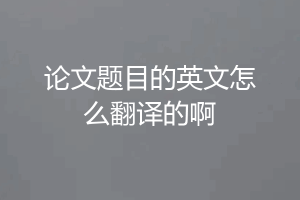 论文题目的英文怎么翻译的啊