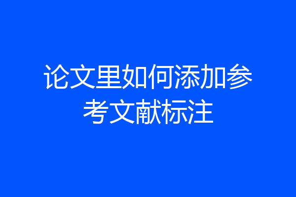 论文里如何添加参考文献标注