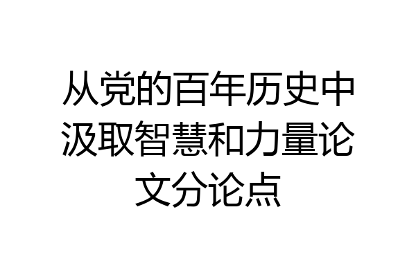 从党的百年历史中汲取智慧和力量论文分论点