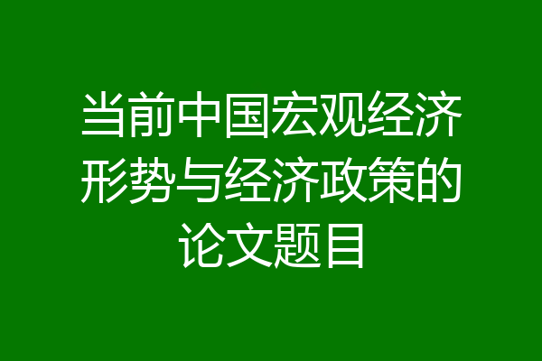 当前中国宏观经济形势与经济政策的论文题目
