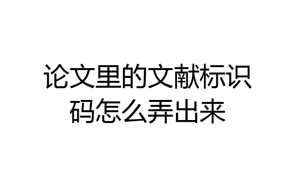 论文里的文献标识码怎么弄出来
