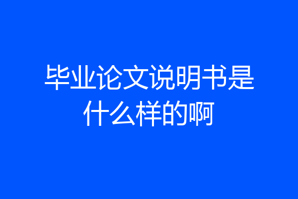 毕业论文说明书是什么样的啊