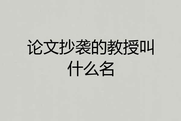 论文抄袭的教授叫什么名