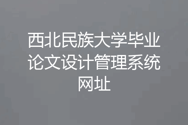 西北民族大学毕业论文设计管理系统网址