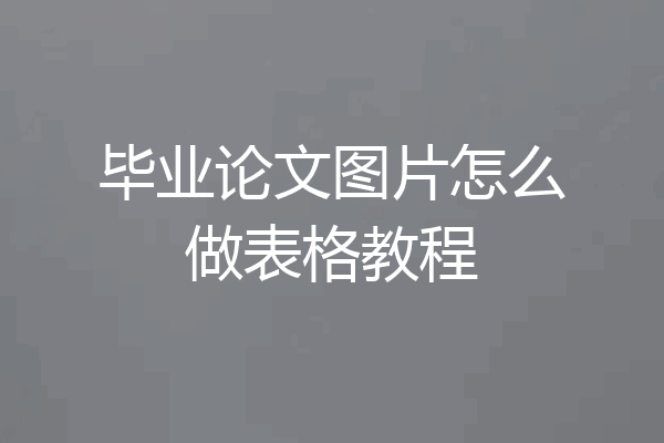 毕业论文图片怎么做表格教程