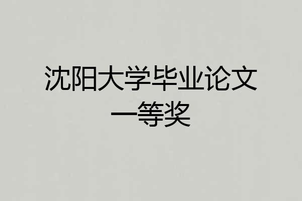 沈阳大学毕业论文一等奖