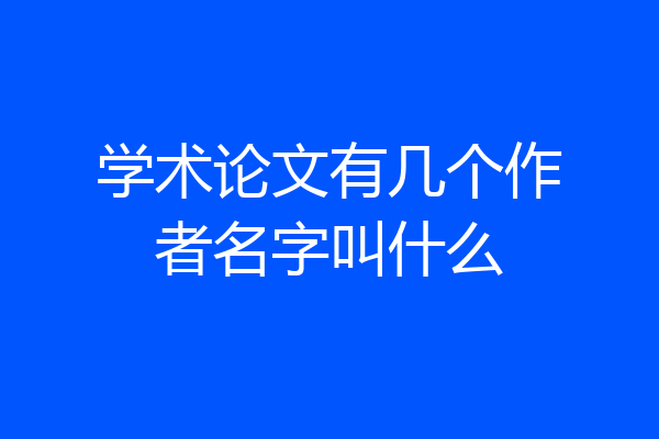 学术论文有几个作者名字叫什么