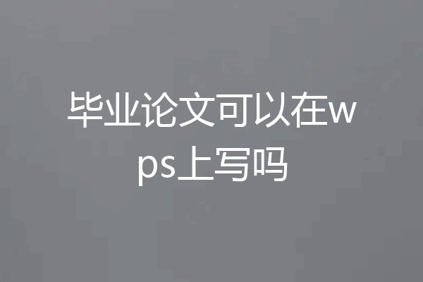 毕业论文可以在wps上写吗