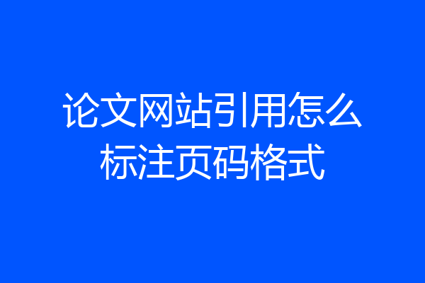 论文网站引用怎么标注页码格式