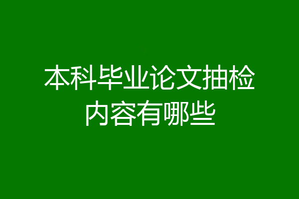 本科毕业论文抽检内容有哪些