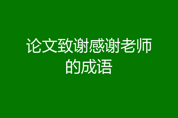 论文致谢感谢老师的成语