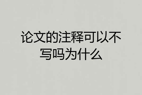 论文的注释可以不写吗为什么