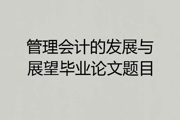 管理会计的发展与展望毕业论文题目