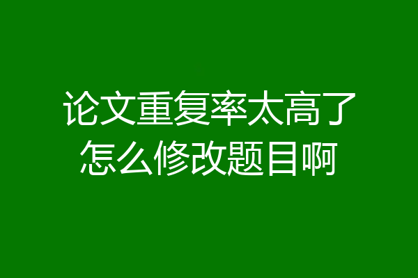 论文重复率太高了怎么修改题目啊