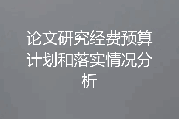 论文研究经费预算计划和落实情况分析