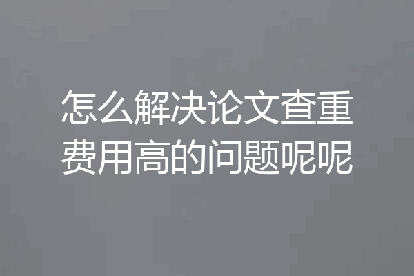 怎么解决论文查重费用高的问题呢呢
