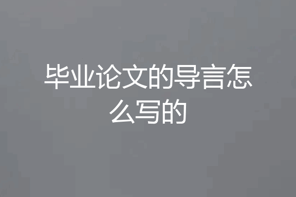 毕业论文的导言怎么写的