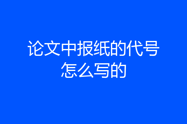 论文中报纸的代号怎么写的
