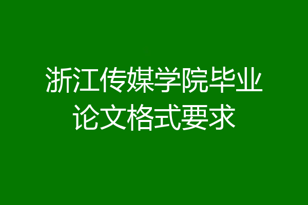 浙江传媒学院毕业论文格式要求