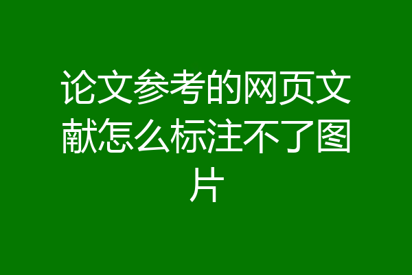 论文参考的网页文献怎么标注不了图片
